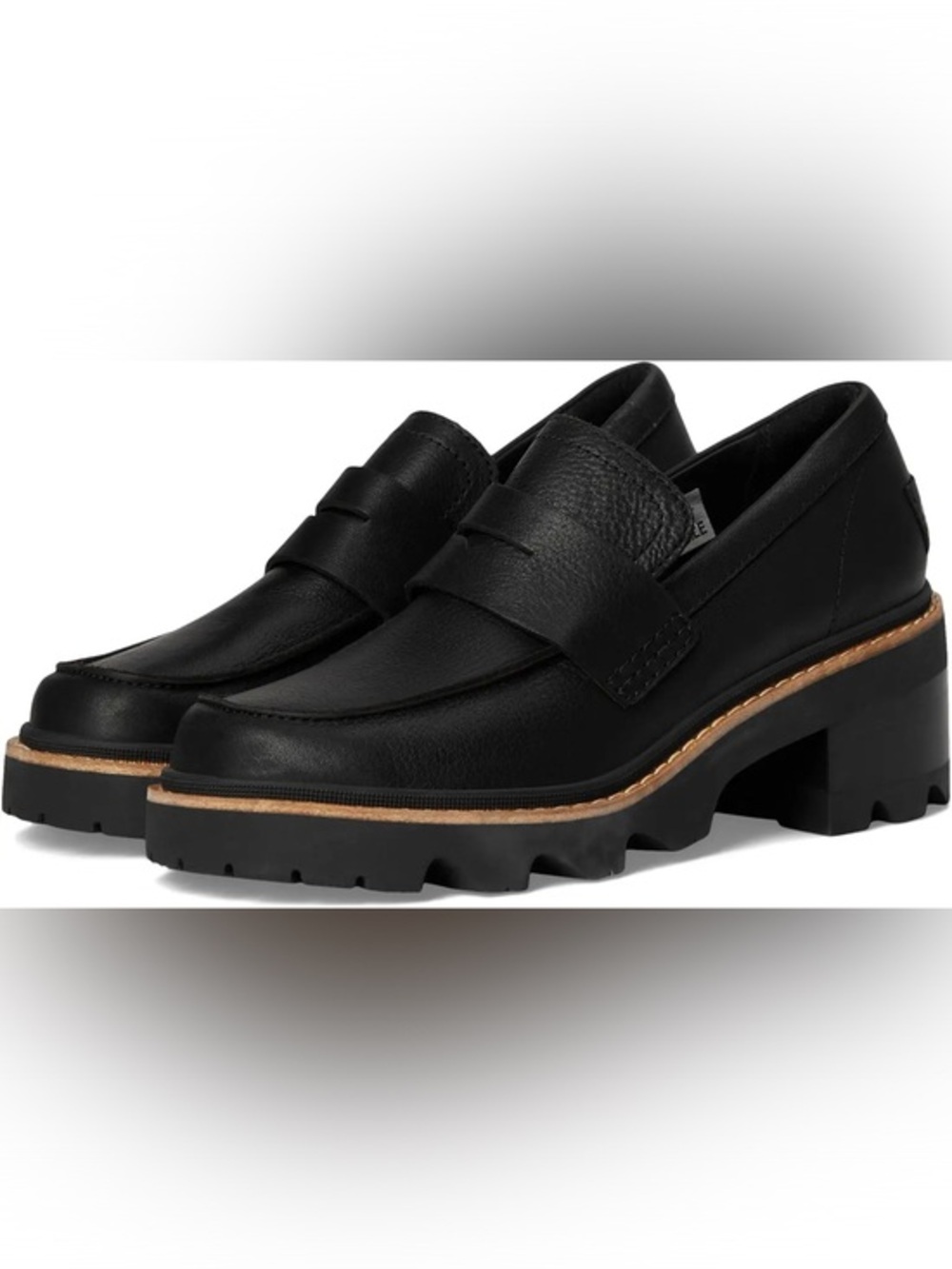 Sorel Joan Now City Women’s Black Chunky Leather Loafers  10.5
